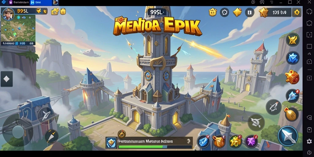 Screenshot gameplay menunjukkan menara yang menghancurkan gelombang musuh.