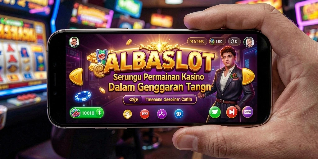 Tangkapan layar gameplay ALBASLOT menampilkan suasana kasino yang mengasyikkan.
