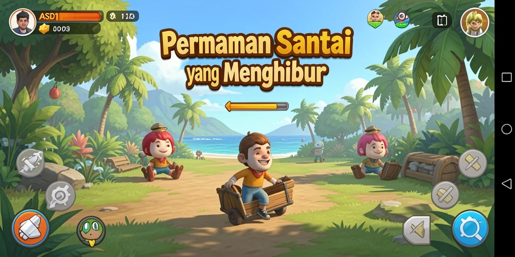 Tangkapan layar gameplay ASD123 menunjukkan keseruan dan interaksi antar pemain.