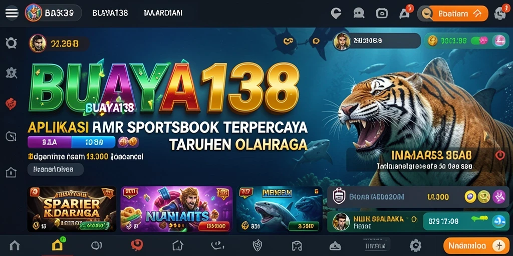 Tampilan antarmuka aplikasi BUAYA138 dengan berbagai fitur taruhan olahraga.