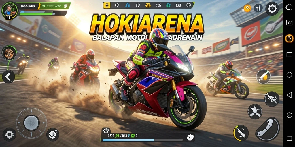 Tampilan gameplay HOKIARENA yang penuh aksi dan kecepatan.