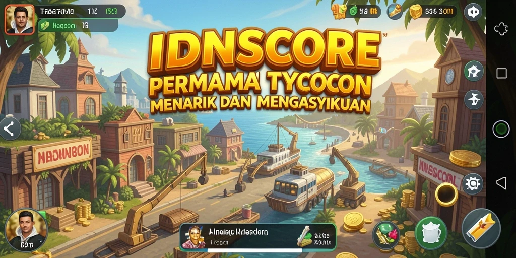 Screenshot gameplay IDNSCORE menampilkan aktivitas manajemen bisnis yang seru.