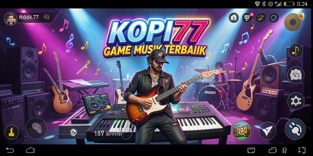 Screenshot gameplay KOPI77 menampilkan aksi bermain musik yang seru.