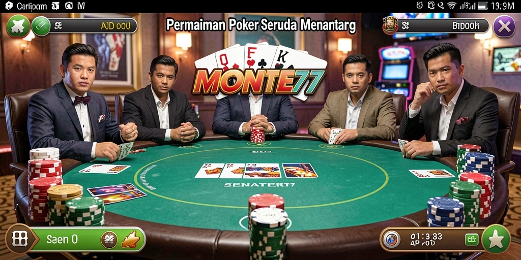 Tampilan gameplay MONTE77 yang menarik dan seru saat bermain Poker.