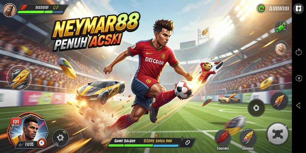 Screenshot gameplay NEYMAR88 menampilkan aksi balapan yang mendebarkan.