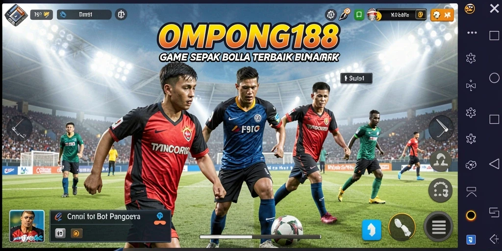 Tampilan gameplay OMPONG188 penuh aksi dan strategi sepak bola.