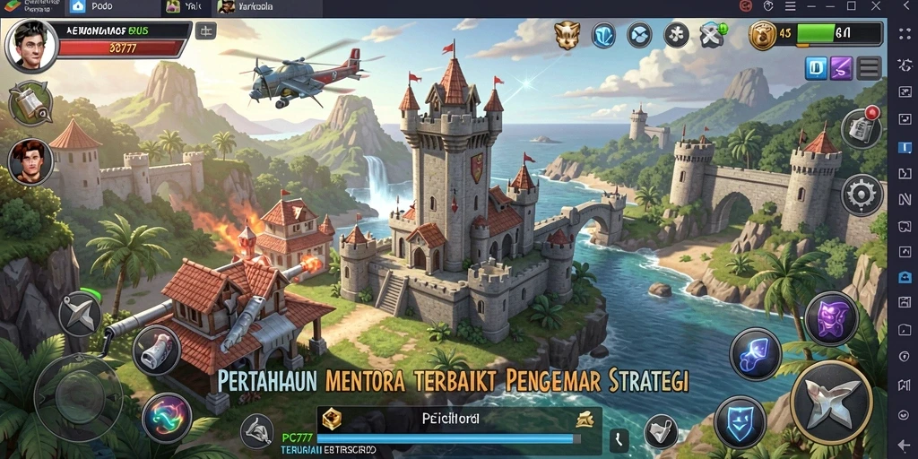 Screenshot gameplay PC777 menampilkan aksi Tower Defense yang seru.