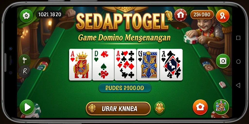 Tampilan gameplay SEDAPTOGEL dengan keseruan bermain Domino.