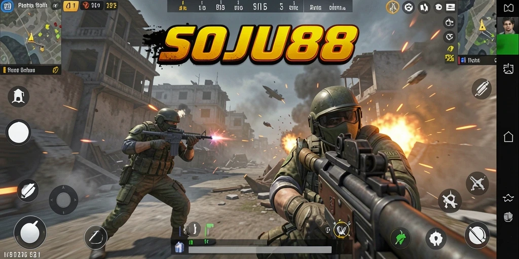 Gameplay seru SOJU88 dalam aksi tembak-menembak yang intens.