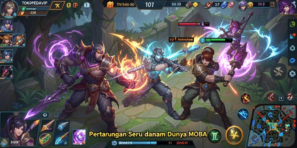 Gameplay menarik dalam TOKOPEDIAVIP dengan karakter yang beragam di arena.